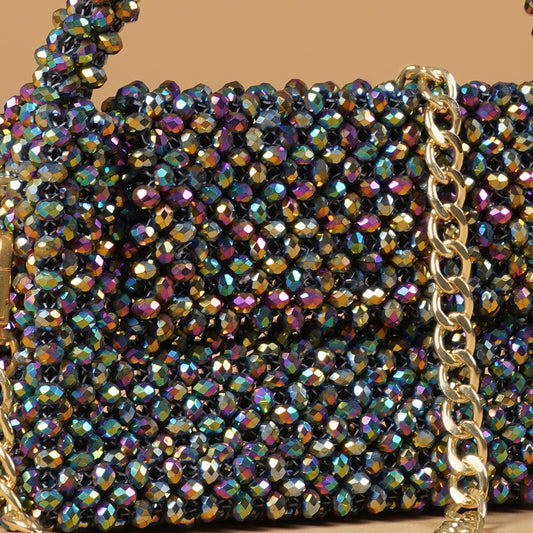 Laila- Multicolour Chrome crystal Bag