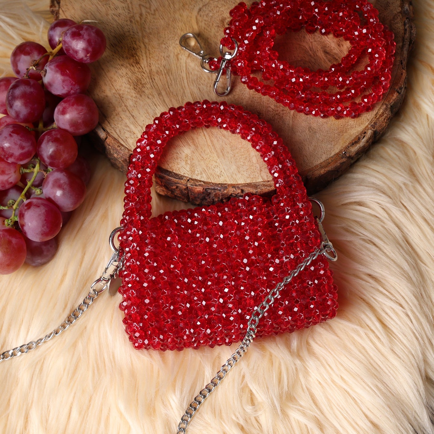 Mini Cherry- Crystal Beaded Bag