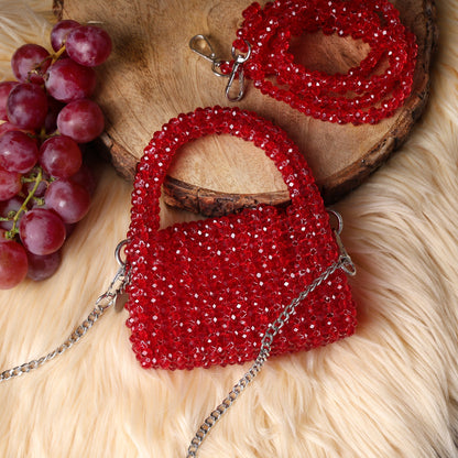 Mini Cherry- Crystal Beaded Bag