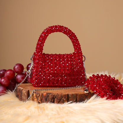 Mini Cherry- Crystal Beaded Bag