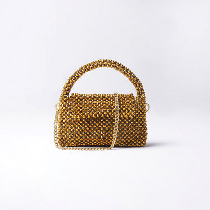 The Regal- Golden Metallic crystal bag