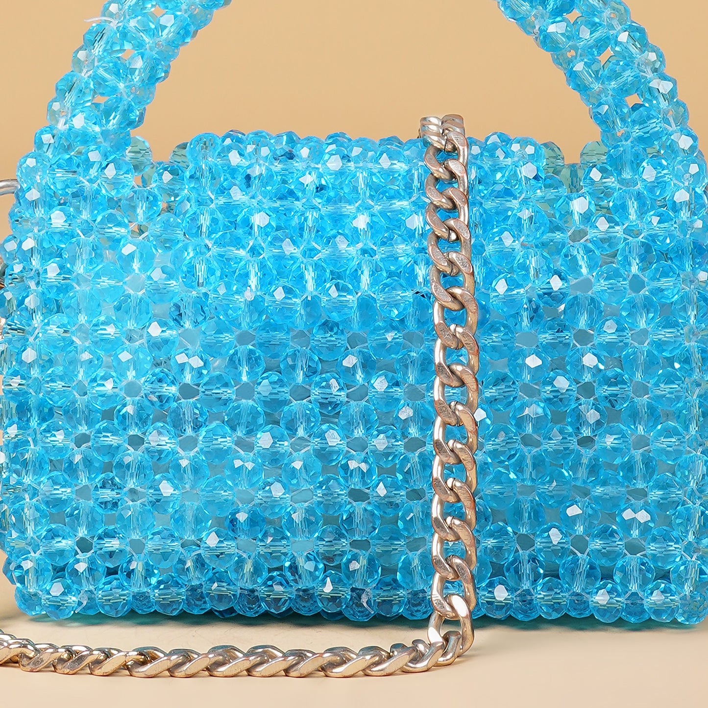 Mini Aqua- Crystal Beaded Bag