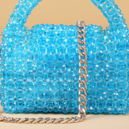 Mini Aqua- Crystal Beaded Bag