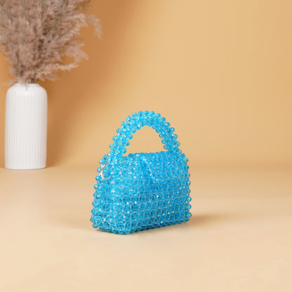 Mini Aqua- Crystal Beaded Bag