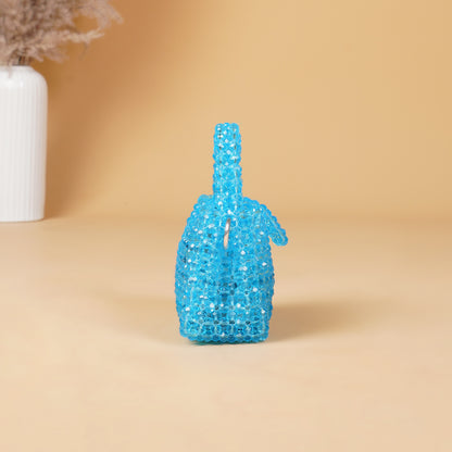 Mini Aqua- Crystal Beaded Bag