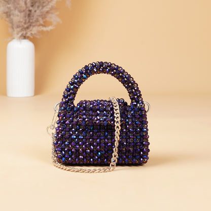 Mini Plum- Crystal Beaded Bag