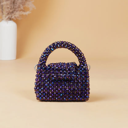 Mini Plum- Crystal Beaded Bag