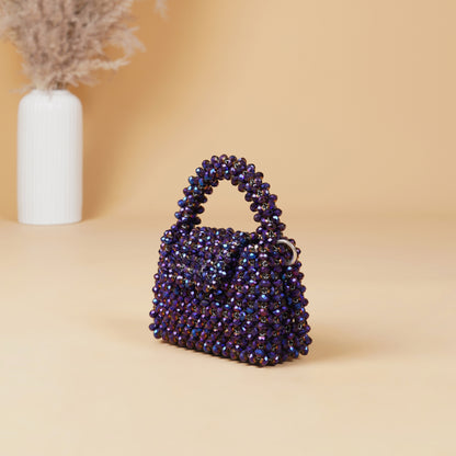 Mini Plum- Crystal Beaded Bag