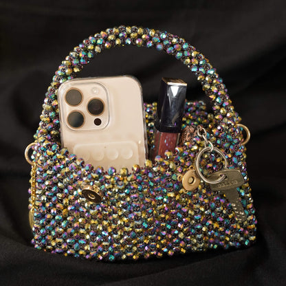 Laila- Multicolour Chrome crystal Bag