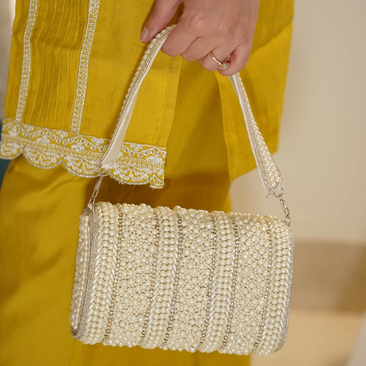 White Beaded Clutch
