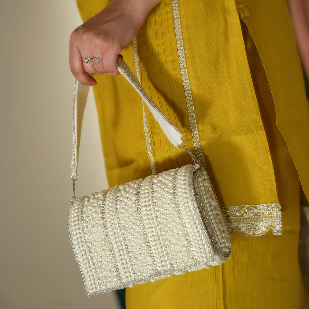 White Beaded Clutch