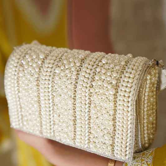White Beaded Clutch