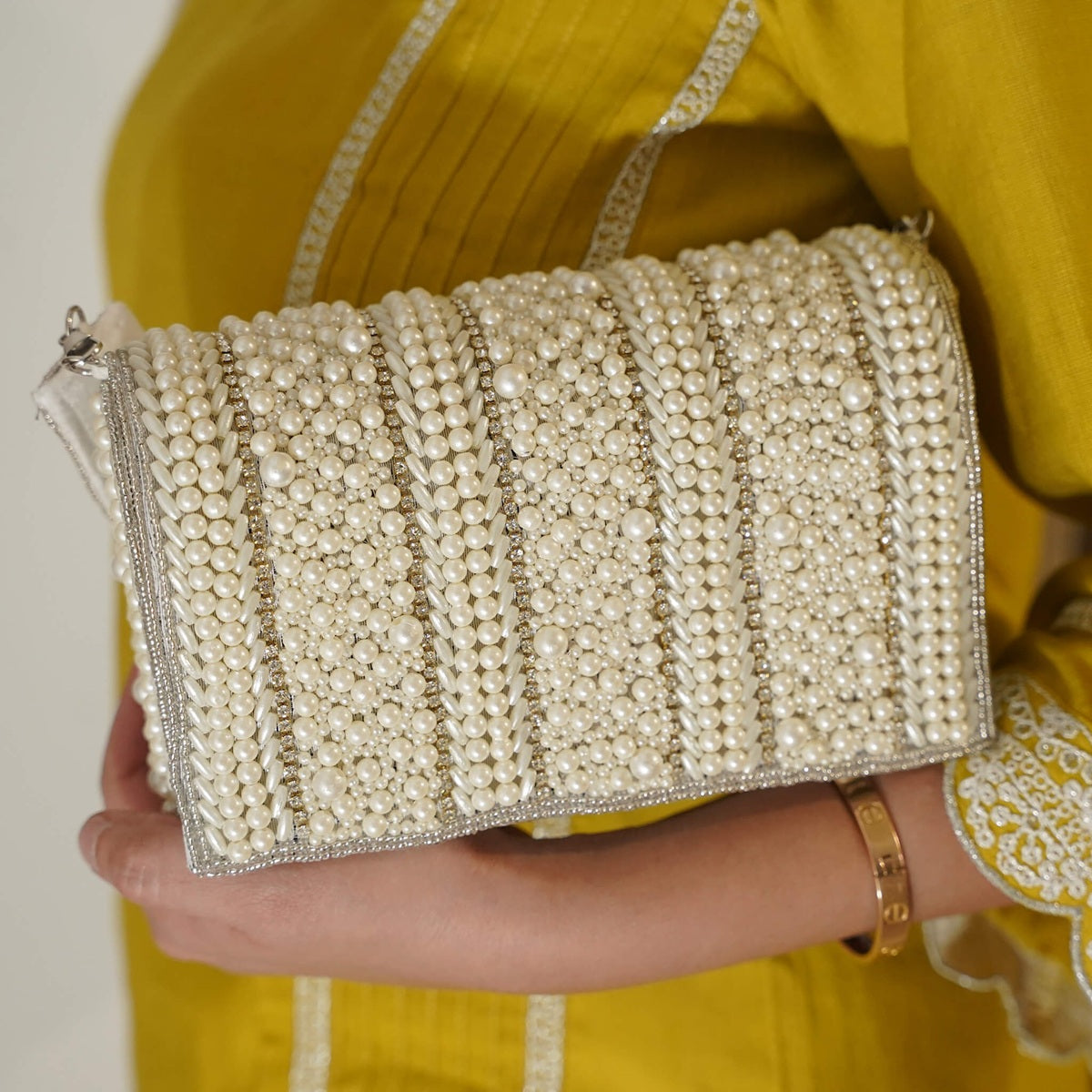White Beaded Clutch