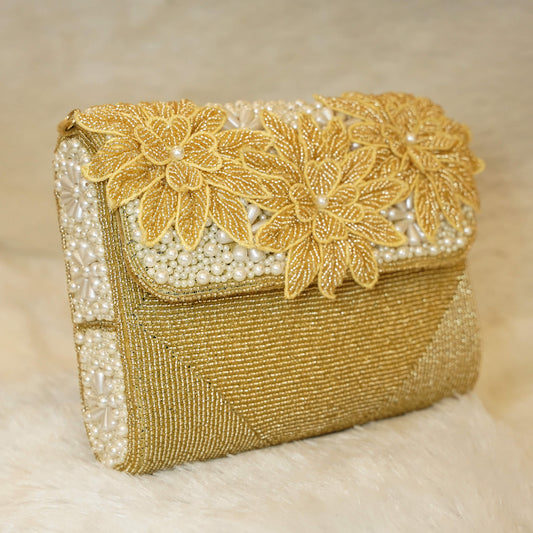 Gold- White Pearl Bag