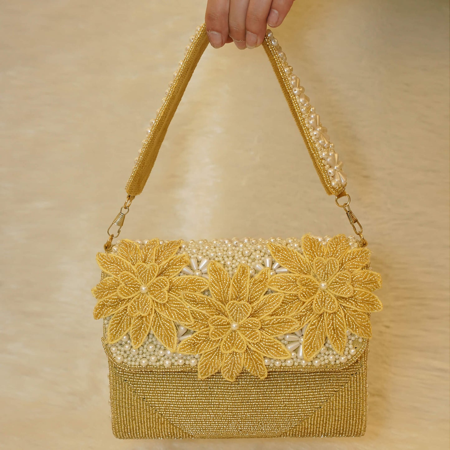 Golden - White Pearl Bag