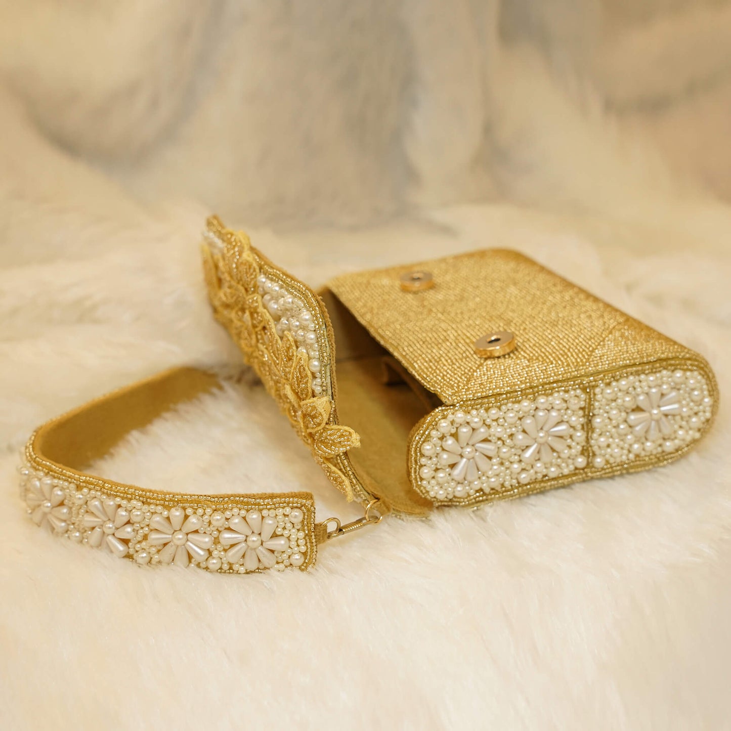 Golden - White Pearl Bag