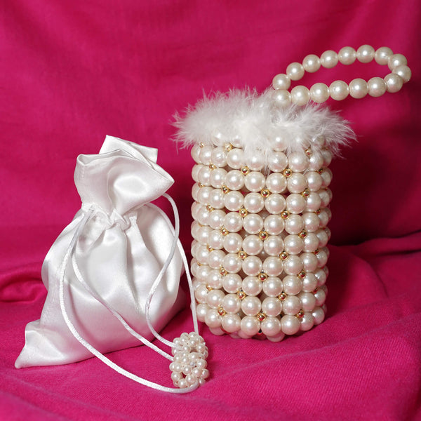 Ivory Muse- Pearl Beaded Bag