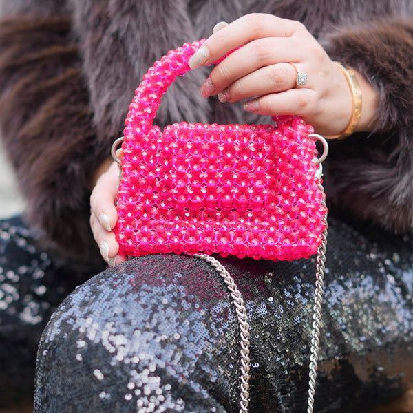 Mini Blush- Crystal Beaded Bag