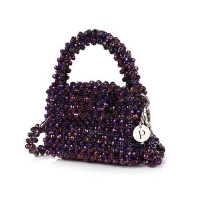 Mini Plum- Crystal Beaded Bag