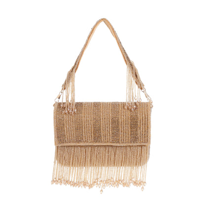 Auric Fringe Bag- Champagne