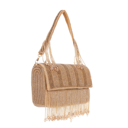 Auric Fringe Bag- Champagne