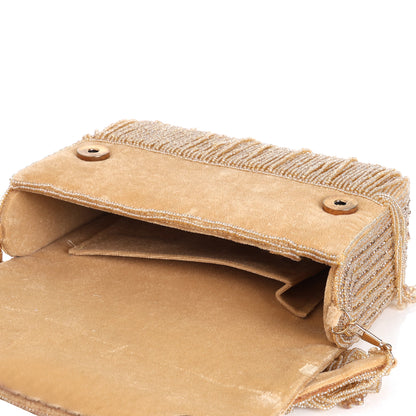 Auric Fringe Bag- Champagne