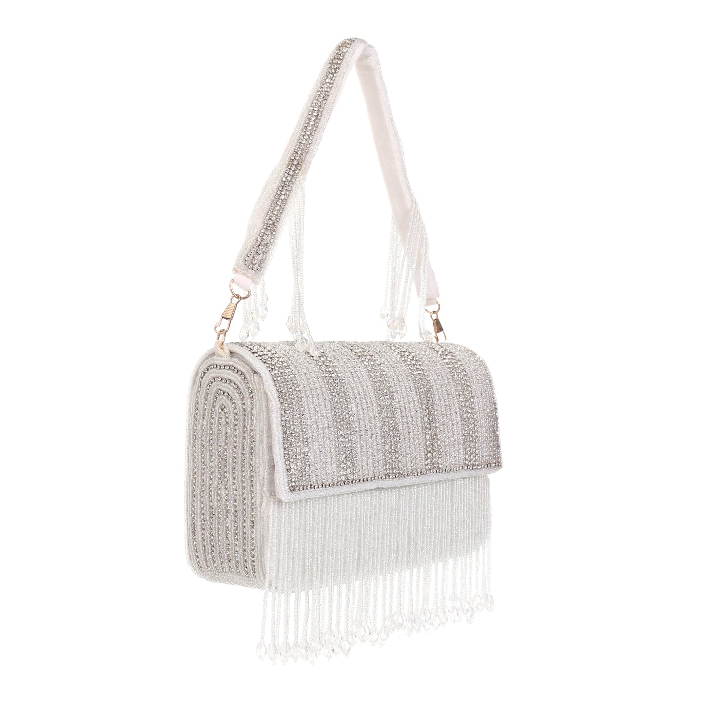 Auric Fringe Clutch- Silver