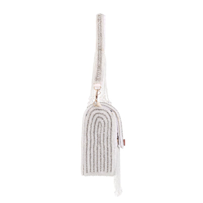 Auric Fringe Clutch- Silver