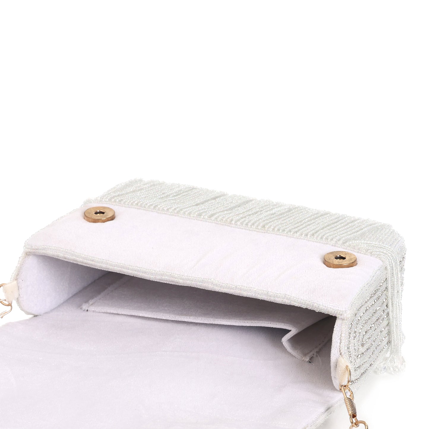 Auric Fringe Clutch- Silver