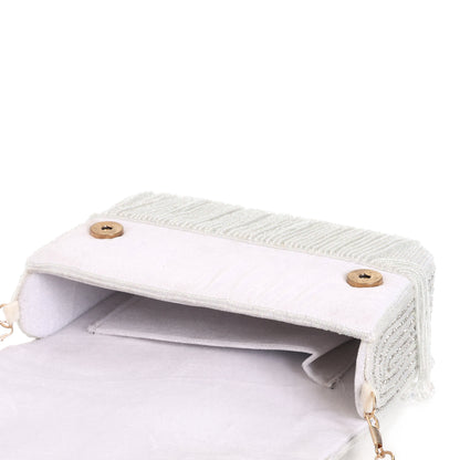 Auric Fringe Clutch- Silver