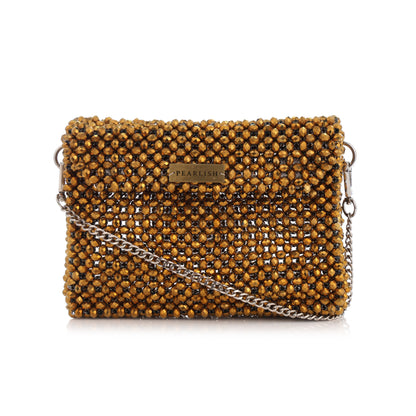 Gold Metallic- Batua style crystal bag
