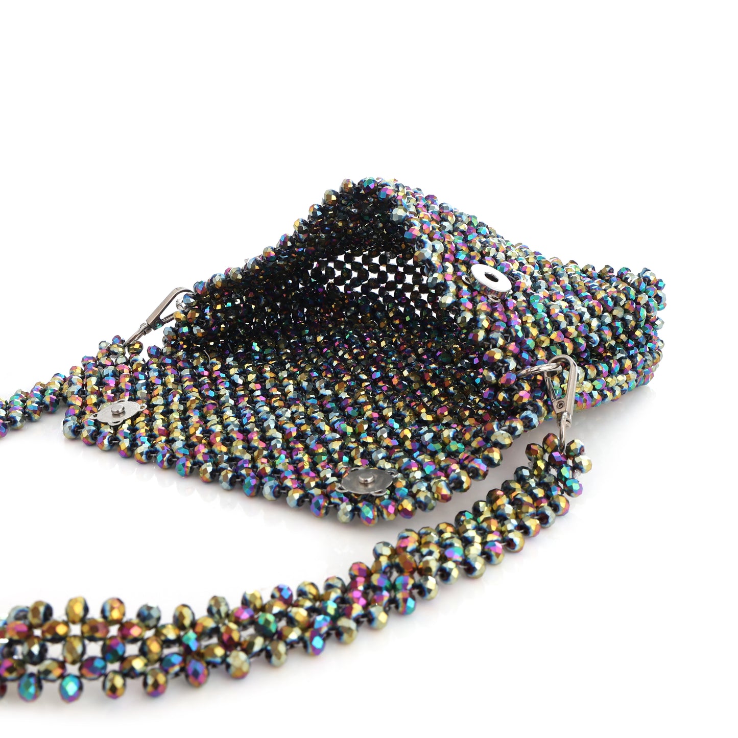 Multicolour- Batua style crystal bag