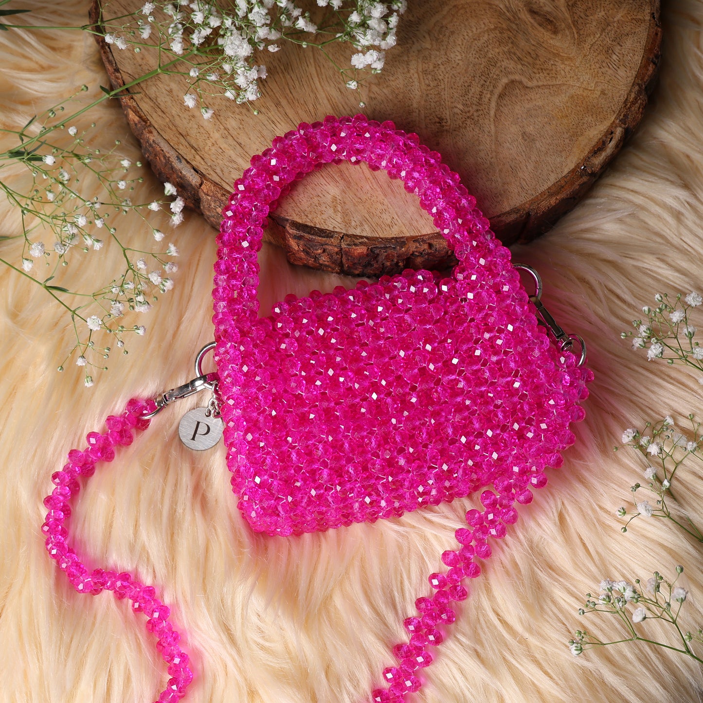 Mini Blush- Crystal Beaded Bag
