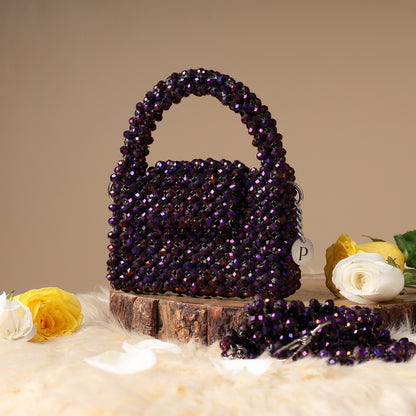 Mini Plum- Crystal Beaded Bag