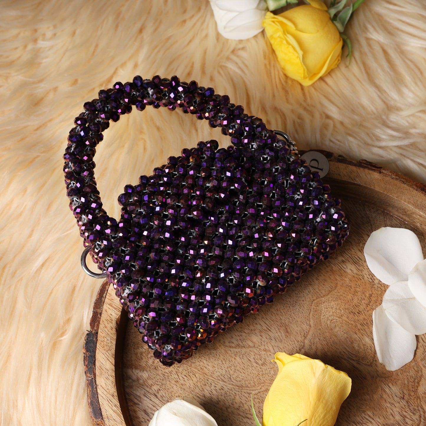 Mini Plum- Crystal Beaded Bag