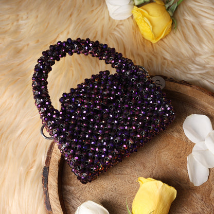 Mini Plum- Crystal Beaded Bag