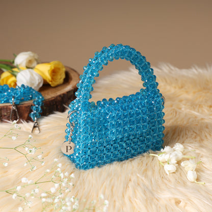 Mini Aqua- Crystal Beaded Bag