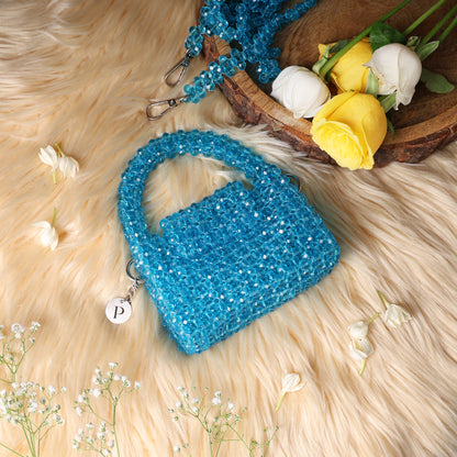 Mini Aqua- Crystal Beaded Bag