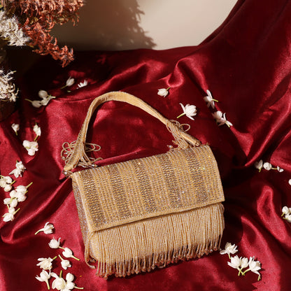 Auric Fringe Bag- Champagne