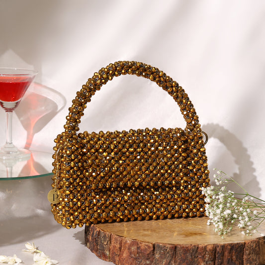 The Regal- Golden Metallic crystal bag