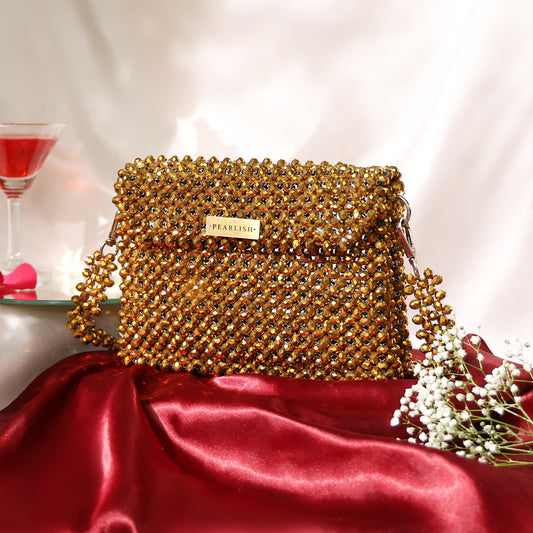 Gold Metallic- Batua style crystal bag