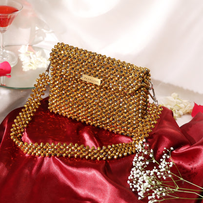 Gold Metallic- Batua style crystal bag