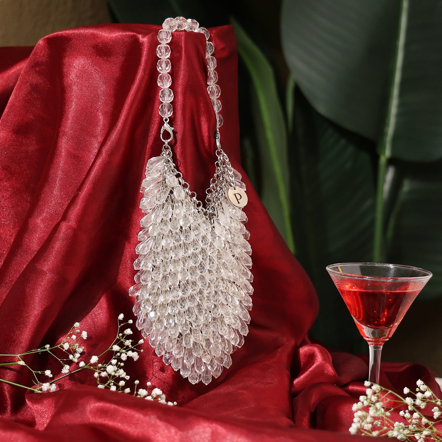 Aurielie- Teardrop Crystal Bag - White