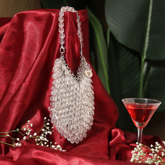 Aurielie- Teardrop Crystal Bag - White